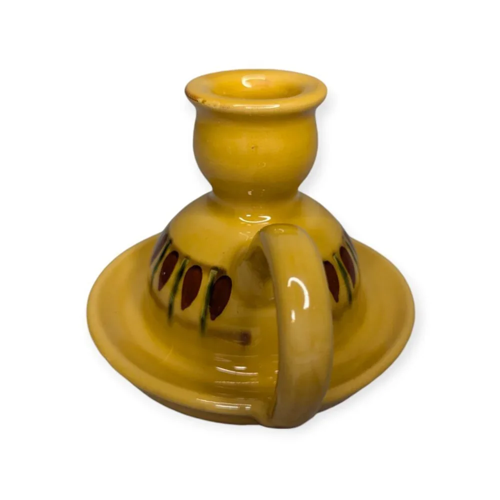 Vintage Pottery Barn Ceramic Golden Painted Taper Handle Walking Candle #5